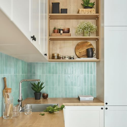Smart Tiles Peel and Stick backsplash, Stacked Teal - Image 2