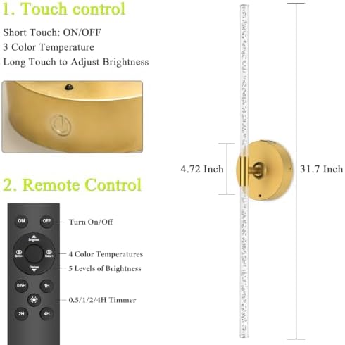 Rechargeable Wall Lights Battery Operated Sconce 2Pack - Image 6