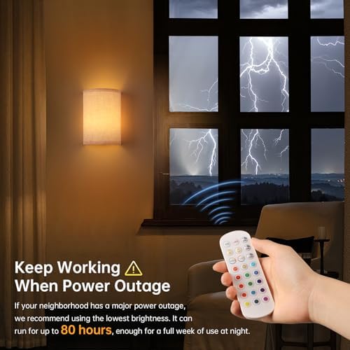 Shenmoyl Battery Operated Wall Sconce Set of 2, Rechargeable 6000mAh Magnetic - Image 6