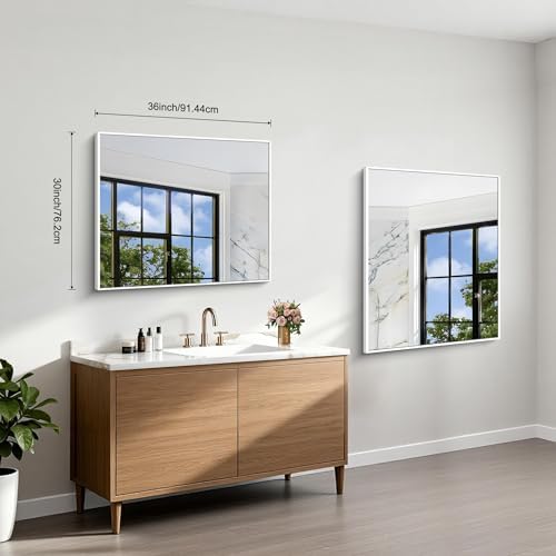 BONEWEI White Bathroom Mirror, 30x36 inch Wall Mirror - Image 6