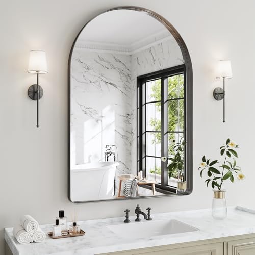 48"x36" Black Arched Mirror, Arched Wall Mirror - Image 2