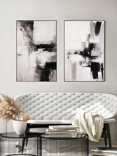 SAFERRYHOME Modern 3D Textured Black and White Abstract Wall Art - Image 3