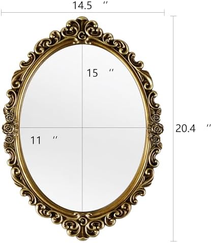 OIGUMR Medium Oval Wall Mirror Resin Frame Size：20.4 x 14.5 inch - Image 5