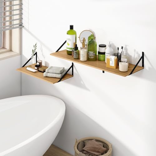 Heimlove 48W x 12D Deep Floating Shelves Set of 2 Oak - Image 7