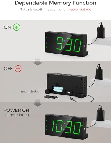Digital Alarm Clock for Bedroom, Large Big Numbers Display Dual Alarms - Image 6
