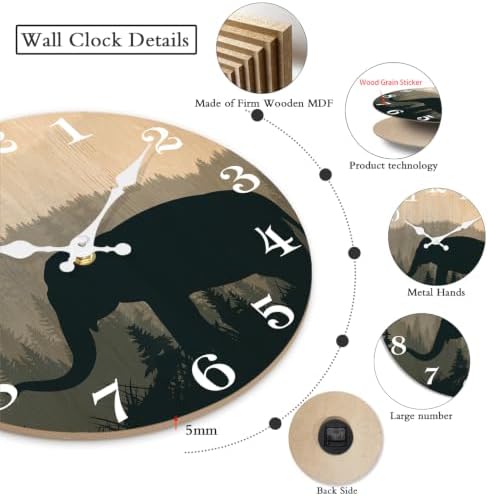 XFM Vintage Elephant Wall Clock 10 inch Silent - Image 3
