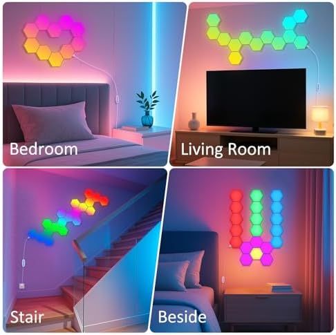12 Pack Hexagon LED Wall Light Panels – RGB Smart Lights - Image 7