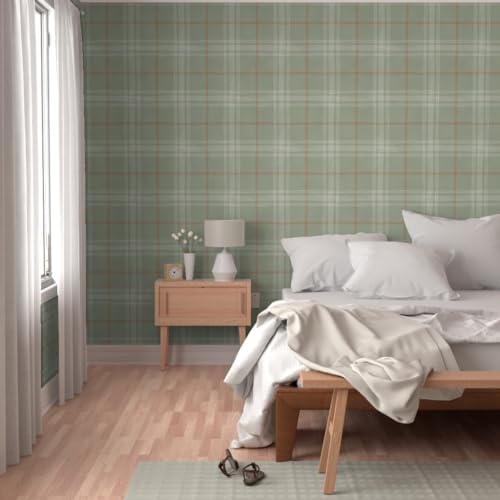 Spoonflower Sage Green Block Peel and Stick Removable Wallpaper - Image 5