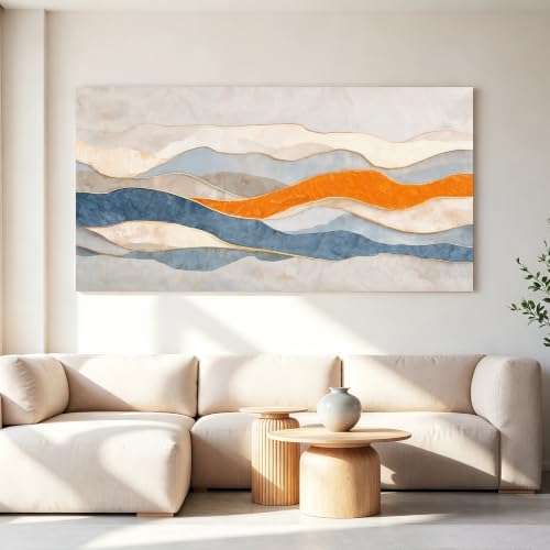Tsomzxng Large Blue And White Abstract Wall Art - Image 2