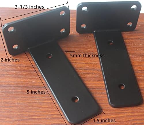10 Pack - 5 inch Black Hidden L Shelf Bracket Iron Floating Shelf Brackets - Image 2