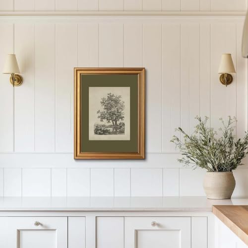 XJYISUO Vintage Gold Framed Wall Art Natural Canvas Art Landscape Pictures Oak - Image 2