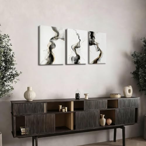 NCCXNCC 3 Pcs Black and White Abstract Canvas Wall Art 12x16 Inch Framed - Image 6