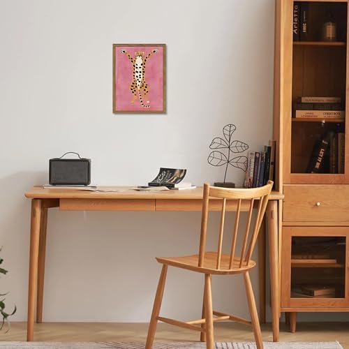 Framed Funny Cheetah Canvas Wall Art, Cute Stretching Cheetah Poster Print - Image 7