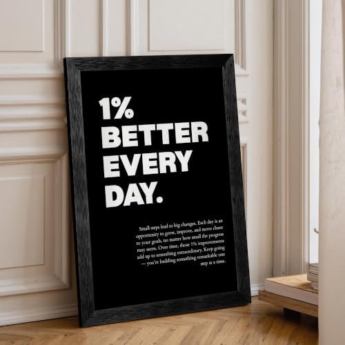 Black Framed 1% Better Every Day Motivational Canvas Wall Art, Growth Mindset - Image 6