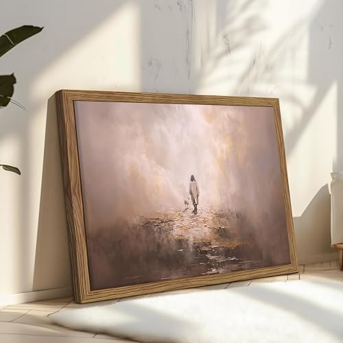 Framed Christian Wall Art, Good Shepherd Jesus Leaves the 99 Sheep Canvas Print - Image 6