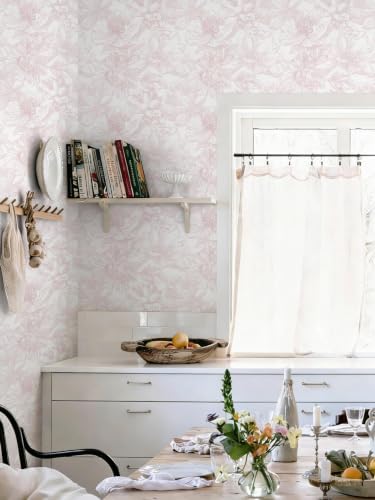 Dimoon 393"x17.3" Peel and Stick Wallpaper Floral Contact Paper Boho White Pink - Image 4