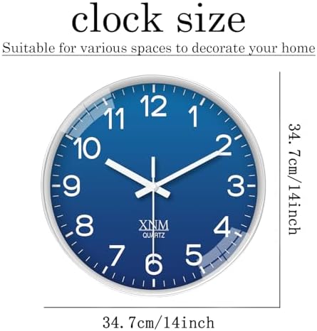 XNM Modern Analog Wall Clocks Battery Operated 14 Inch - Image 3