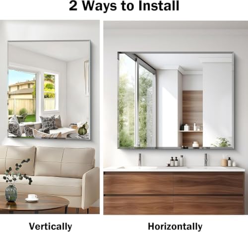 CILIBER Beveled Bathroom Mirror, 40x48 Large Frameless Vanity Mirror - Image 6