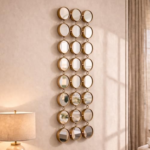 Gold Multi Mirror Wall Decor, 24 Mini Mirrors, 40.5 x 14.5 in by VELLQUE
