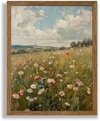 AVECCO Vintage Rustic Wildflower Field Wall Art Canvas Framed 8x10 inch by Unknown