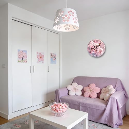 peacoblue Cherry Blossom Wall Clocks Battery Operated - Image 3