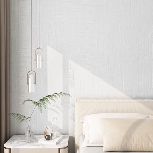 FunStick 16"x240" Minimalist Grey White Peel and Stick Wallpaper Textured Grass - Image 4