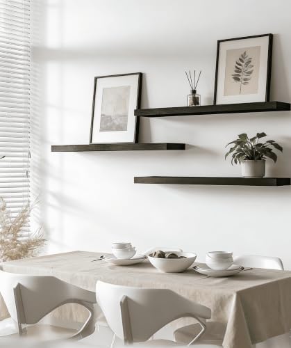 Black Wood Floating Shelves for Wall Shelf 24 Inch Set of 4 - Image 6