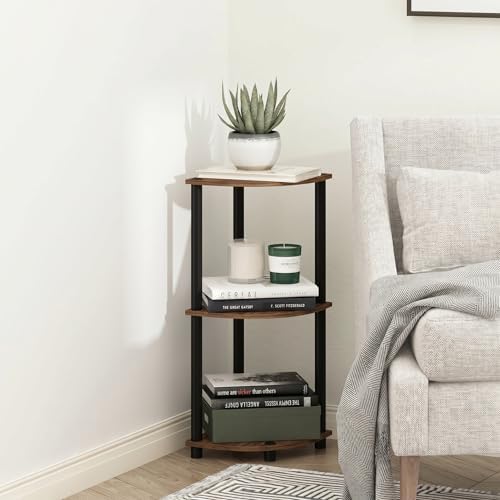 Furinno TURN-N-TUBE Corner Shelf, 3-Tier Corner Bookshelf, Display Storage - Image 2