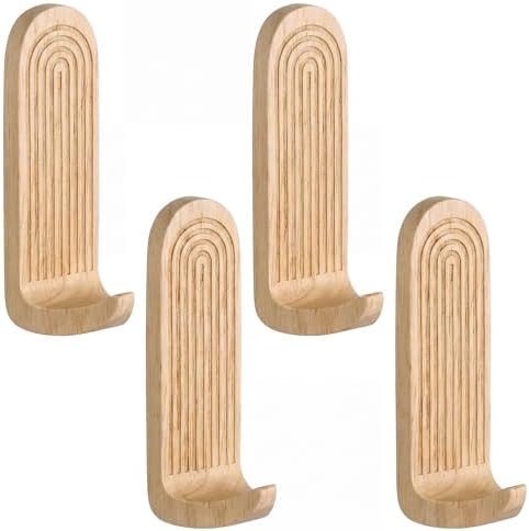 AceOrbit 4 Pcs Natural Rainbow Arch Adhesive Wall Hooks Boho Handmade Wooden No by Unknown