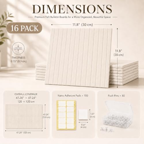 Extra Large Felt Bulletin Board Squares, 16 Pack Oatmeal - Image 4