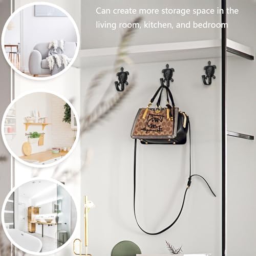 5 Pack Coat Hooks Wall Hooks, Turtle Decorative Wall Mounted Hooks Rustic Metal - Image 4