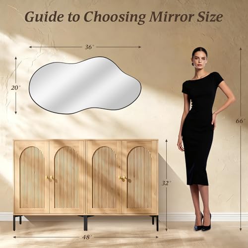 Black Asymmetrical Wall Mirrors Irregular 20×36 Inch Abstract Mirror - Image 2