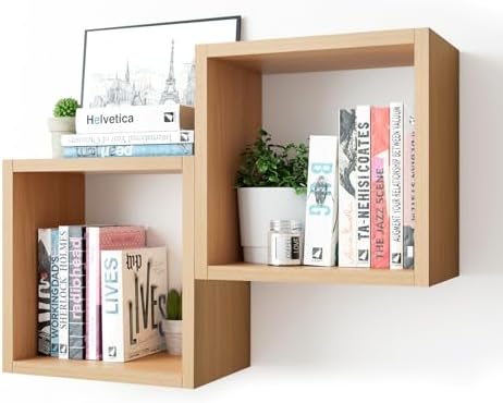 Kaboon Cube Floating Shelves Set2, Display Shelves Wall Mount 7.75" D x 12.5" W by Kaboon