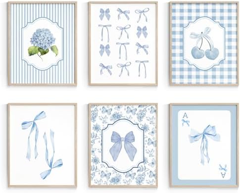 Habseligkeit Blue Wall Art Prints, Cute Aesthetic Poster 8x10 Set of 6 by Habseligkeit
