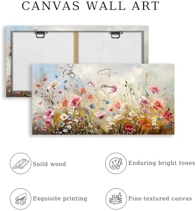 crmotu Rustic Botanical Canvas Prints, Floral Large Wall Decor 29"X57" - Image 6