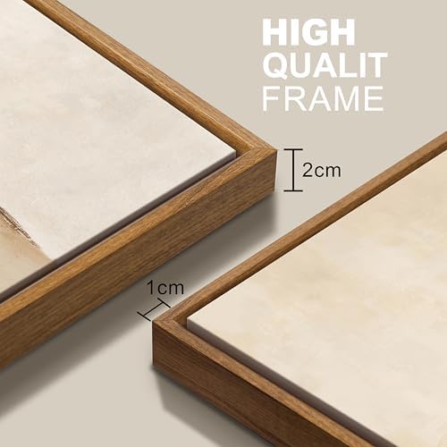 Abstract Neutral Framed Canvas Beige Dark Brown Wall Art Prints 16"x24"x3 - Image 6