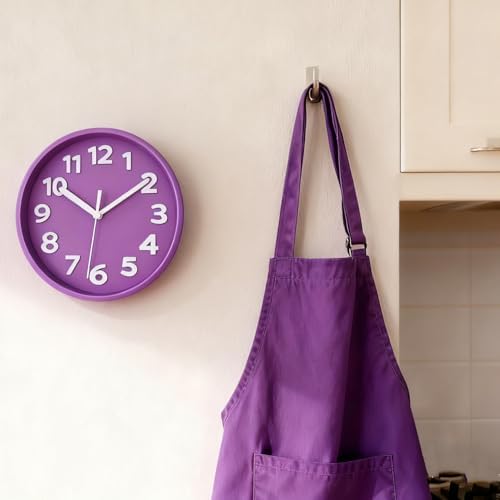 JENLYSTIME 8 Inch Vibrant Purple Modern Wall Clock - Image 3