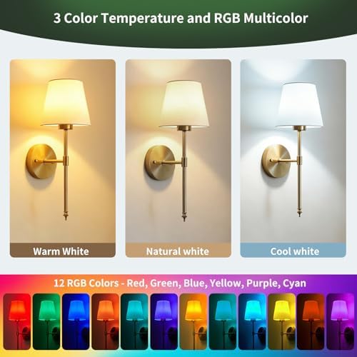 Battery Operated Wall Sconces Set of 2, Wireless Battery Wall Light - Image 5
