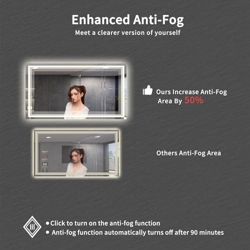 Bathroom Mirror, 72x40 Inch Gradient Front and Backlit Big LED Mirror, 3 Colors - Image 6