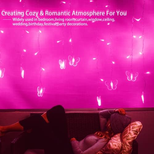 Butterfly Curtain Fairy Lights USB Plug in, 120 LED 8 Modes 20FT Firefly - Image 2