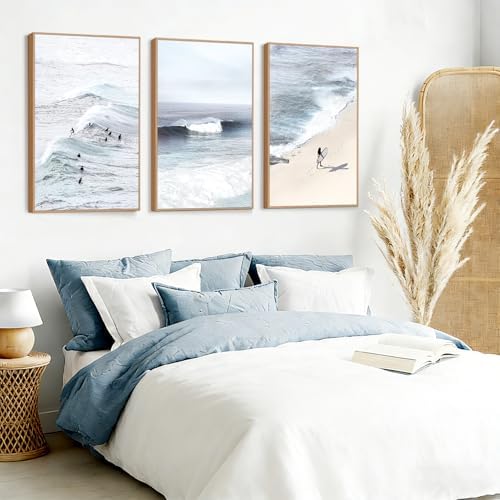 CHDITB Surfing Framed Canvas Wall Art, Seaside Ocean Surf Wall Decor, Modern - Image 4