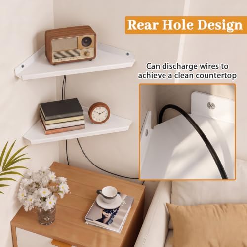 White Corner Floating Shelves Wall Mounted, Metal Set of 2 - Image 6