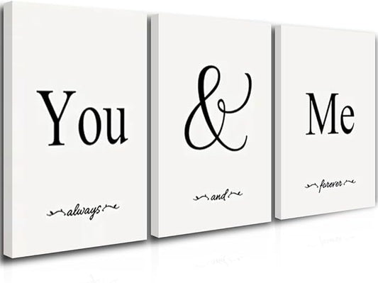 GUBIYU Black & White Bedroom 'You And Me' Love Words Art 24"x36" by GUBIYU