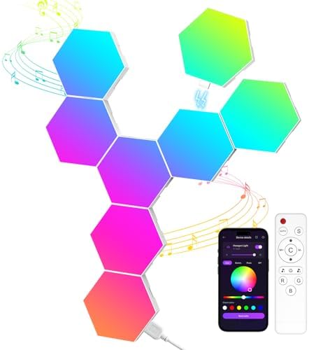 Hexagon LED Light Panels 8 Pack – Smart RGB Wall Lights by MeRGBWLife