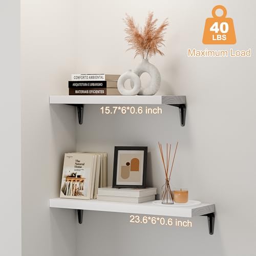 SKYSEN Floating Shelves for Wall Set of 6, 23.6in Wood Wall Shelf for Decor - Image 4