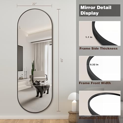 Niccy Oval Full Length Mirrors, Long Wall-Mounted Mirror - Image 3