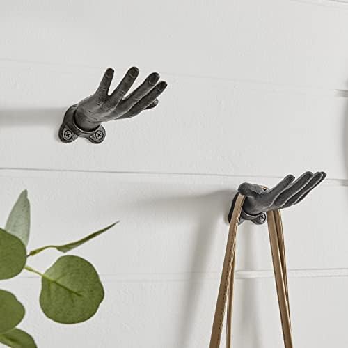 Danya B. "Palms Up Dark Brown Cast Iron Wall Mount Hook Set, Entryway Hooks or - Image 2