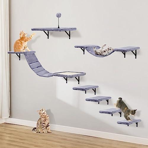 Cat Wall Shelves, Space-Saving Wall-Mounted Cat Climbing Set by Unknown