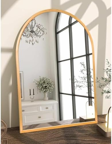 Arched Wall-Mounted Mirror Gold Arch Mirror Aluminum Alloy Frame Bathroom Mirror - Image 3
