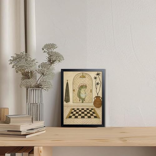 Funny Frog Bathroom Wall Art, Cute Frog Picture Wall Decor, Bathroom Animal - Image 2